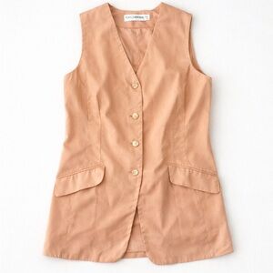 Vintage Silk Vest Peach| Mother of Pearl Buttons | Oversized Sheath Blazer